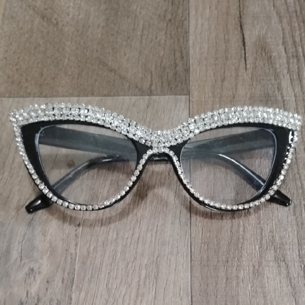 Vintage Elegant Black Rhineston Fashion Glasses